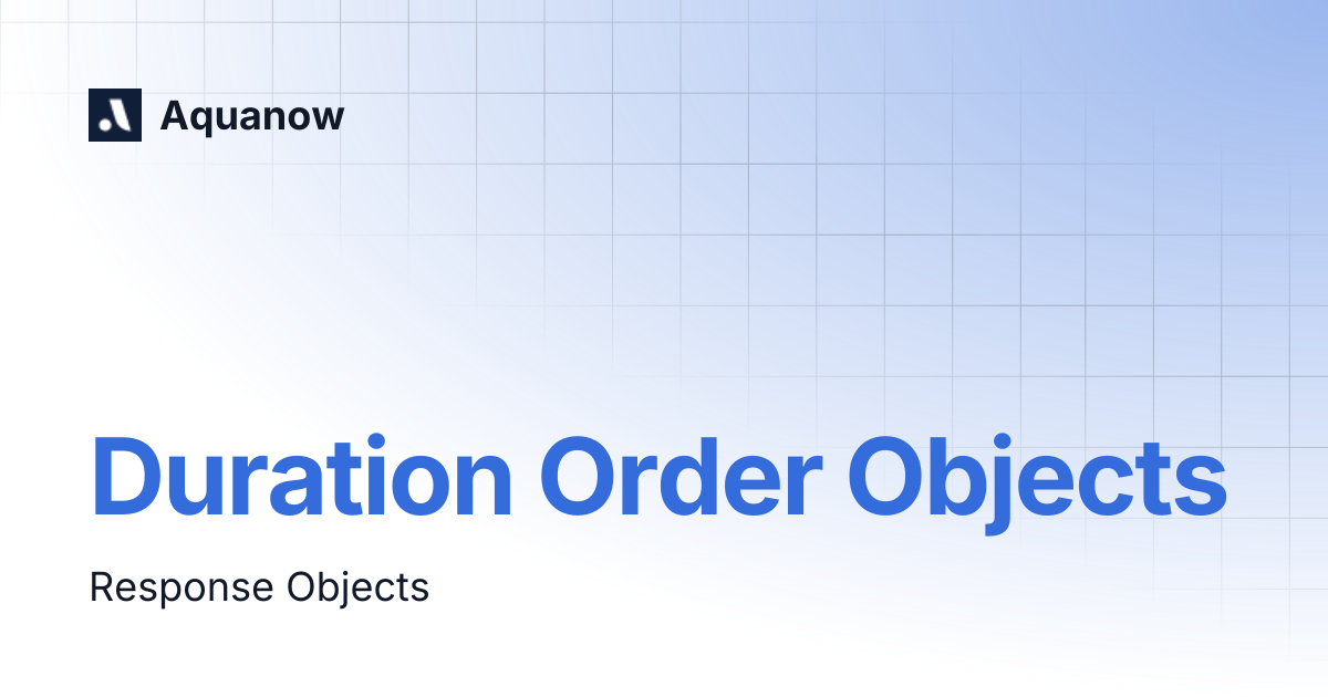 Duration Order Objects | Aquanow